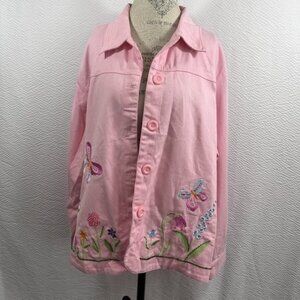 Cre8ions Pink Denim Embellished Embroidered Front Sequins/Rhinestones. Size XL